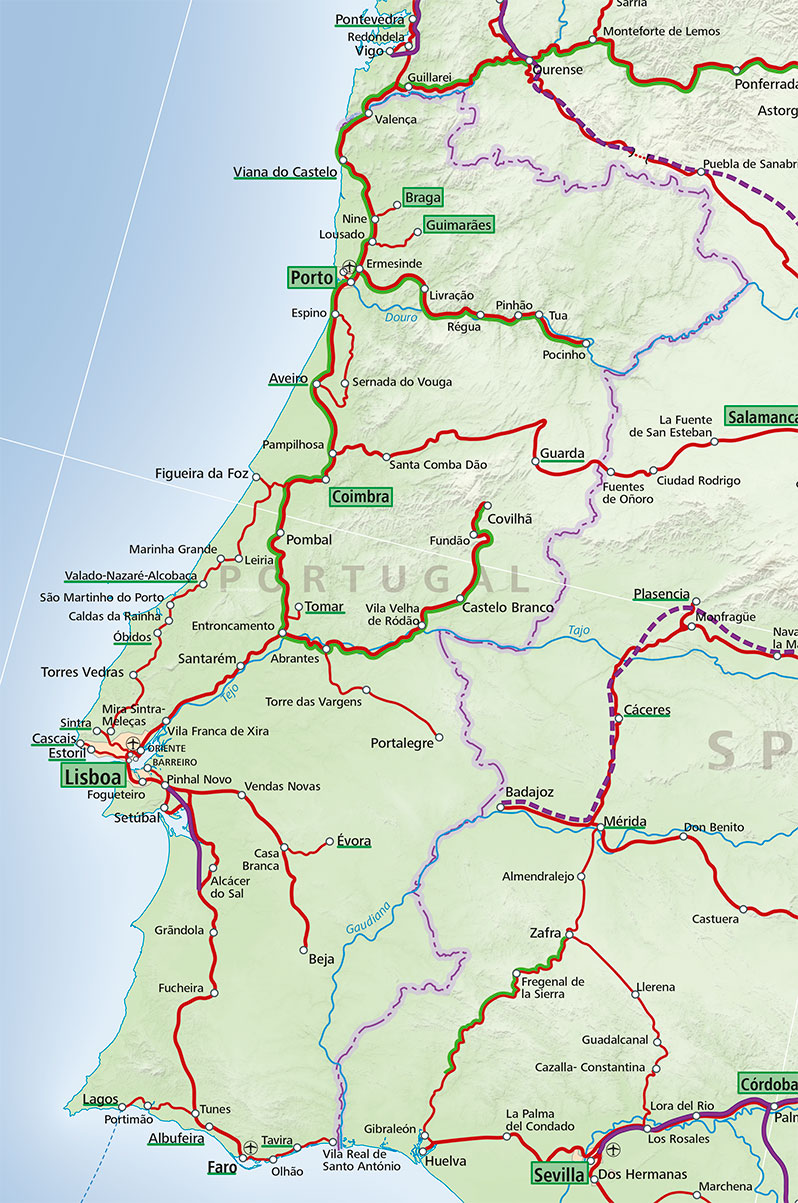 rail travel portugal map
