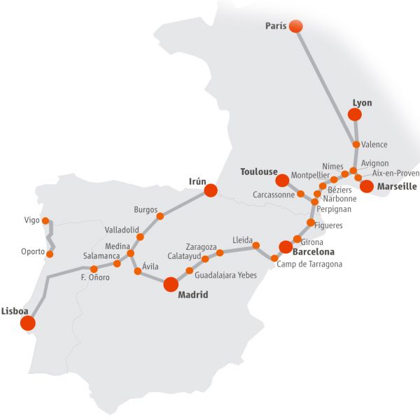 Renfe International Routes Map