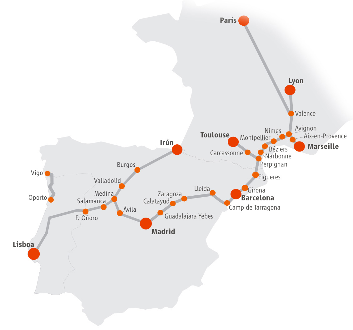 Renfe International Routes Map