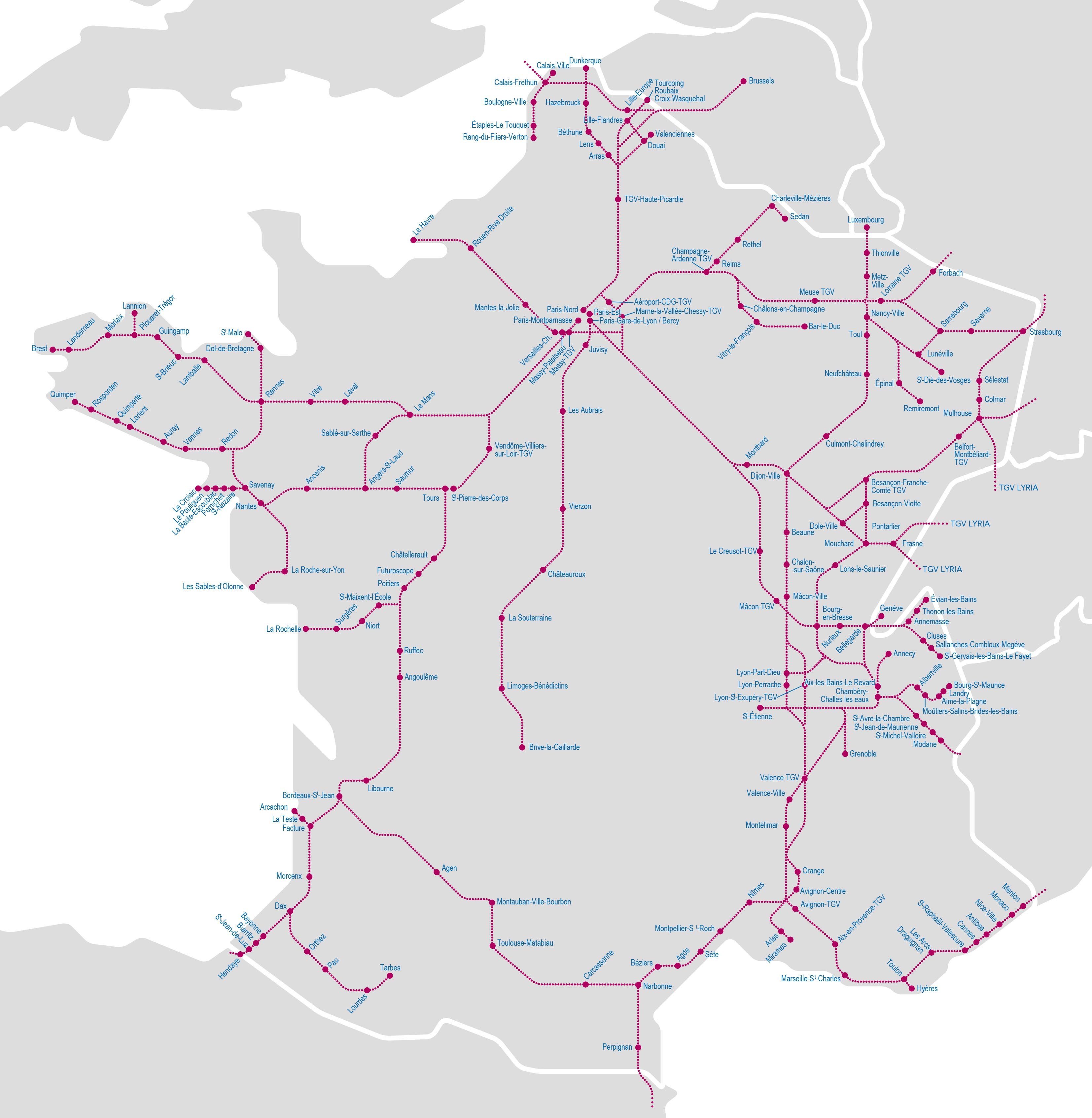 carte france tgv